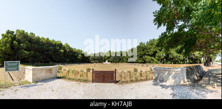 High Resolution panoramic view of Green Hill Cemetery.The cemetery lies on the east side of the Anzac-Suvla Road in Canakkale,Turkey. Stock Photo