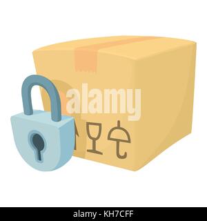 Closed box icon, cartoon style Stock Vector