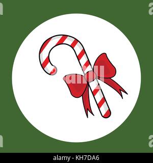 candy cane with a red bow on a light background Stock Vector