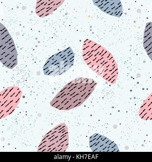 Hand Drawn Geometric Seamless Pattern on white with dots. Vector Illustration Stock Photo