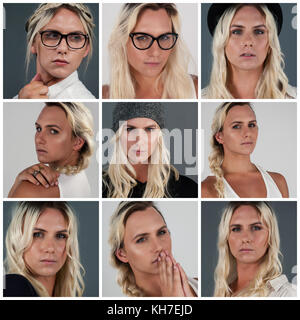 People collage portrait 3x3 Stock Photo