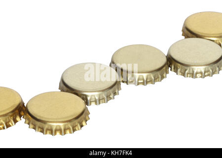 Few bottle caps isolated on white background with clipping path Stock Photo