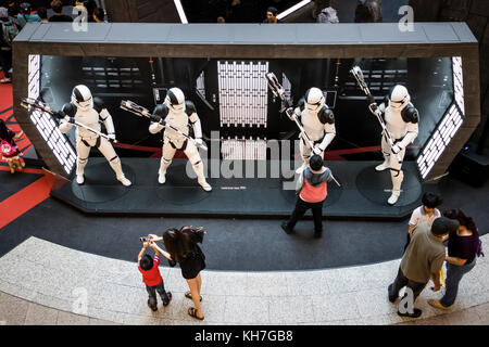 Kuala Lumpur, Malaysia. 13th November, 2017. Star Wars The Last Jedi movie promotion starts in a Kuala Lumpur shopping mall. The movie promotion runs until the movie premier on 14th December in Kuala Lumpur. © Danny Chan/Alamy Live News. Stock Photo