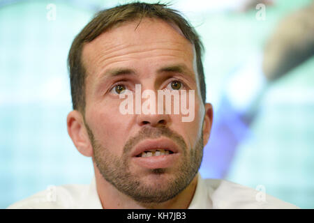 Czech tennis star Radek Stepanek, two-time Davis Cup winner, ended his career at the age of 38 today, on Thursday, November 14, 2017. Stepanek is a former eighth best tennis player of the world and a bronze medalist in mixed doubles from the 2016 Rio de Janeiro Olympic Games. In 2006, he advanced to the Wimbledon quarterfinal. In all, he gained five ATP titles. In doubles, he won two grand slam tournaments. Along with Indian Leander Paes, he was the winner of the Australian Open 2012 and the US Open 2013. Stepanek, born in Karvina, north Moravia, contributed to the Czech Republic' two victorie Stock Photo