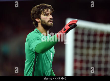 Brazil goalkeeper Alisson Ramses Becker ENGLAND V BRAZIL ENGLAND V