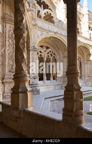 The cloister of Mosteiro dos Jeronimos, the Manueline monastery in Belem, Lisbon, Portugal.