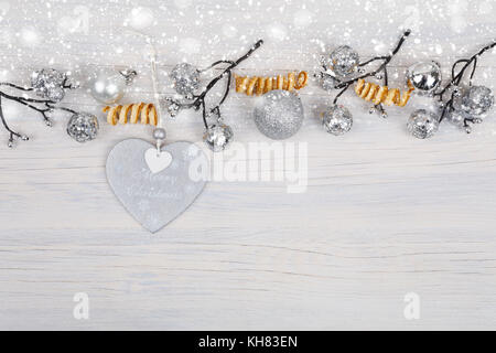 vintage merry christmas retro wooden background with snow effect Stock Photo