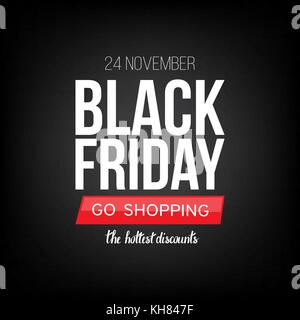 Black Friday Sale banner template for web, print design production. Vector illustration Stock Vector