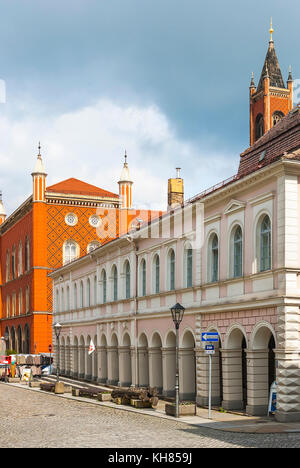 The Fleischbänke building and back of the town hall of Kamenz in Saxony, Germany. Stock Photo