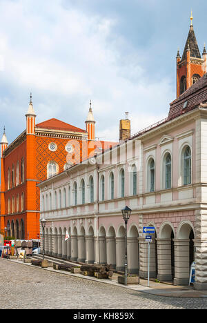 The Fleischbänke building and back of the town hall of Kamenz in Saxony, Germany. Stock Photo