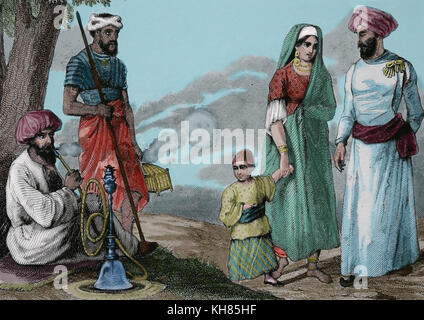 Persians. Engraving, 19th century. Stock Photo