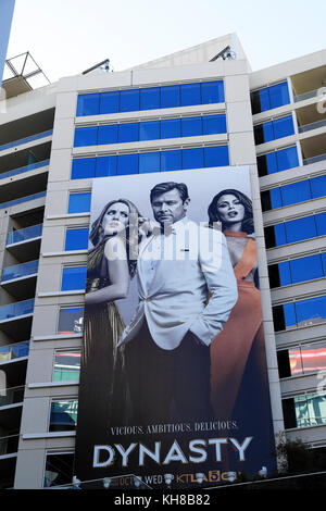 KTLA television virtual channel 5 advertising billboard poster for drama show DYNASTY TV series on Hollywood Boulevard in Los Angeles KATHY DEWITT Stock Photo