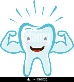 Happy healthy tooth. Dental clinic, dentistry concept. Cartoon vector illustration Stock Vector