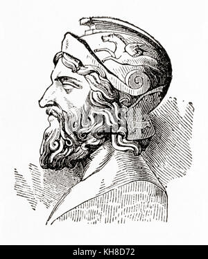 Miltiades,c. 550 – 489 BC, aka Miltiades the Younger.  Athenian citizen and general, often credited with devising the tactics that defeated the Persians at the Battle of Marathon.  From Ward and Lock's Illustrated History of the World, published c.1882. Stock Photo