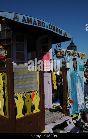 gypsy camp, Saint Marie de la Mer, 2017, France Stock Photo