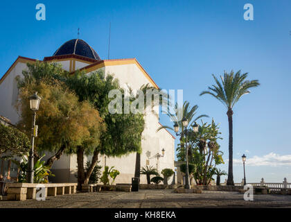 Plaza and church of San Jaime and Santa Ana, Benidorm, Alicante, Spain Stock Photo