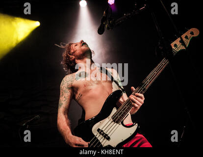 The Scottish rock band Biffy Clyro performs a live concert at Sentrum Scene in Oslo. Here lead musician and bassist James Johnston is pictures live on stage. Norway, 22/02 2013. Stock Photo