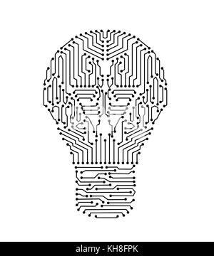 circuit board in lightbulb shape or electronic light bulb vector illustration Stock Vector