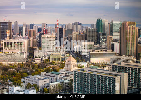 Japan, Tokyo City, Diet Bldg., Toranomon area skyline *** Local Caption *** architecture, Diet Bldg., evening, japan, metropoli, no people, Shimbashi, Stock Photo