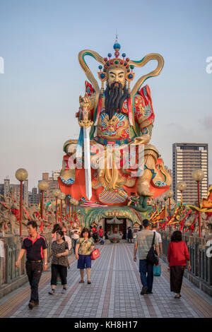 Taiwan, Kaohsiung City, Tsoying District, Lotus Pond, Xuantian Shang-di guardian of the north. *** Local Caption *** architecture, chinese, colorful,  Stock Photo