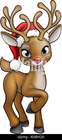 Santa Hat Cartoon Christmas Reindeer Stock Vector