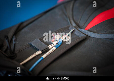 Parachute skydiving safety pin closure Stock Photo