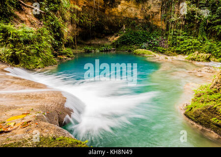 Jamaica blue hole waterfall tropical Stock Photo