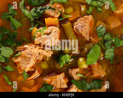 Beef soup in a white bowl Stock Photo