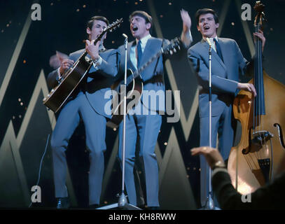 THE BACHELORS Irish pop trio in 1964. From left: Dec Cluskey, Con Cluskey, John Stokes.Photo: Tony Gale Stock Photo