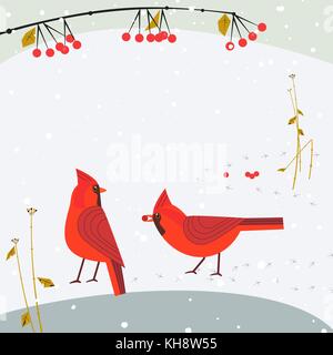 Red cardinal birds Stock Vector