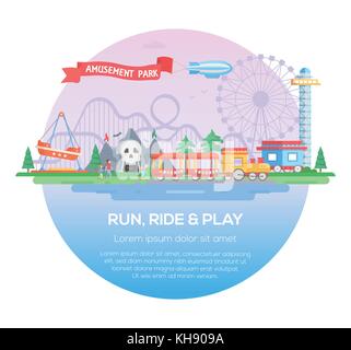 Run, ride and play - modern vector illustration Stock Vector