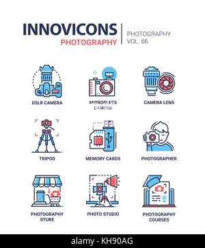 Photography - line design icons set Stock Vector