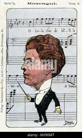 pietro mascagni caricature and score italian composer 7 december 1863 kh90mt