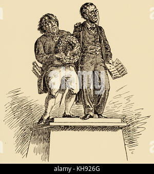 The Lachner- Wagner Monument - caricature by unknown artist, Munich, 1860s. Franz Lachner, German composer and conductor. Preceded Bülow as Wagner's assistant. 2 April 1803 – 20 January 1890. RW: German composer & author, 22 May 1813 - 13 February 1883. Stock Photo