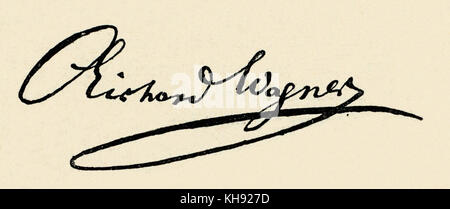 Richard Wagner 's signature, 1868. German composer & author, 22 May 1813 - 13 February 1883. Stock Photo