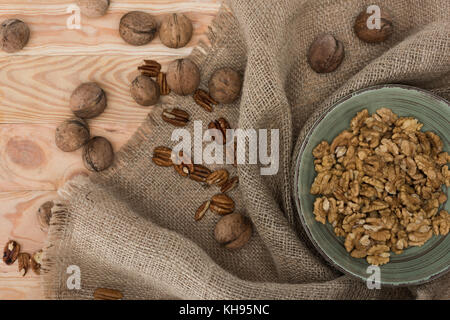 shelled walnuts in bowl Stock Photo