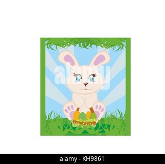 Greeting Card with Easter bunny Stock Vector