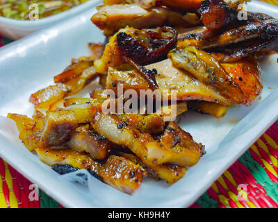 Charcoal-boiled pork neck , thai traditional  food Stock Photo