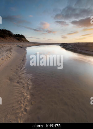 Dawn at Lunan Bay near Arbroath, Angus. Stock Photo