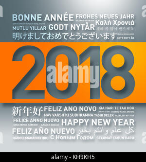 Happy new year greetings card from the world in different languages Stock Photo