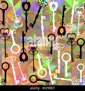 Abstract vintage colorful vivid keys pattern background Stock Vector