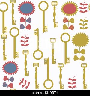 Keys abstract vector seamless pattern. It is located in swatch menu. Cute background Stock Vector