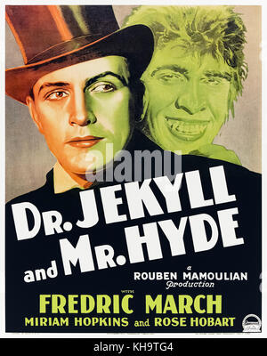 Dr. Jekyll and Mr. Hyde (1931) directed by Rouben Mamoulian and starring Fredric March, Miriam Hopkins and Rose Hobart. Fredric March won an Academy Award for Best Actor for his portrayal of Dr Jekyll and his uncontrollable alter ego Mr Hyde. Stock Photo