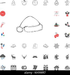 Santa Hat icon. Merry Christmas and Happy New Year set icon. Vector illustration. Stock Vector