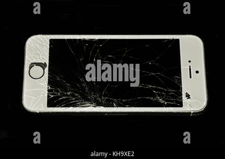 Broken or cracked phone Stock Photo