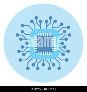 Computer Chip Icon Circuit Processor Concept Stock Vector