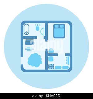 Apartment Plan Top View Icon Modern House Stock Vector