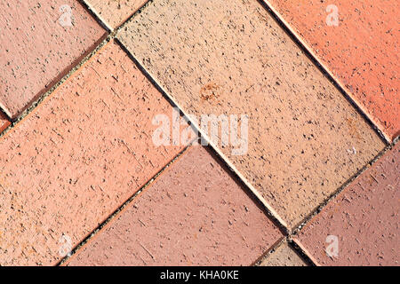 brick sidewalk with red bricks various patterns Stock Photo