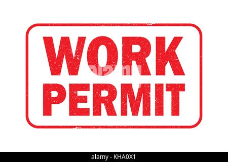 Work permit stamp, isolated on white background,stock vector illustration Stock Vector