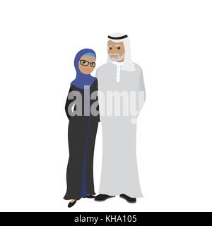 Beauty old muslim people,isolated on white background,cartoon vector illustration Stock Vector